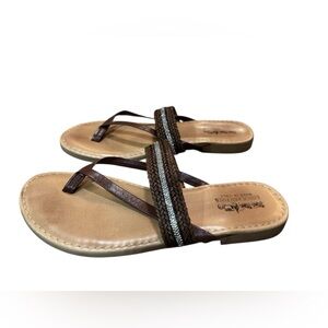 Coach and Four leather Sandals Thongs Brown Tan Size 8.5 made in Italy